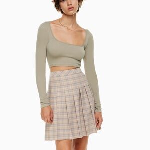 Sun-Deh Aritzia Ribbed Beige Tan Ribbed Seamless Crop Top Large